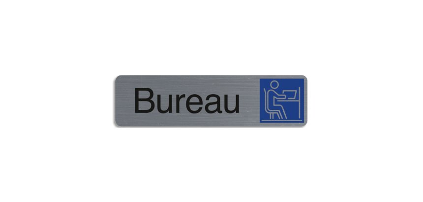 Plaque adhesive exacompta bureau imitation aluminium    16,5x4,4cm