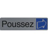 Plaque adhésive imitation aluminium Poussez 16,5X4,4 cm 67155E