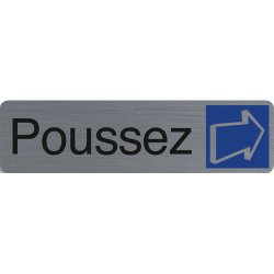 Plaque adhésive imitation aluminium Poussez 16,5X4,4 cm 67155E