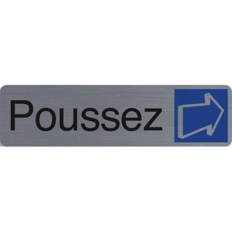 Plaque adhésive imitation aluminium Poussez 16,5X4,4 cm 67155E