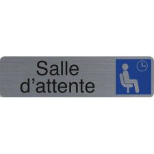 Plaque adhésive imitation aluminium Salle d'attente 16,5X4,4 cm 67167E