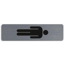 Plaque adhésive imitation aluminium Homme 16,5X4,4 cm 67169E