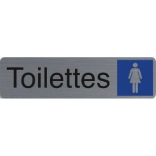 Plaque adhésive imitation aluminium Toilettes dame 16,5X4,4 cm 67163E