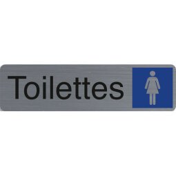 Plaque adhésive imitation aluminium Toilettes dame 16,5X4,4 cm 67163E