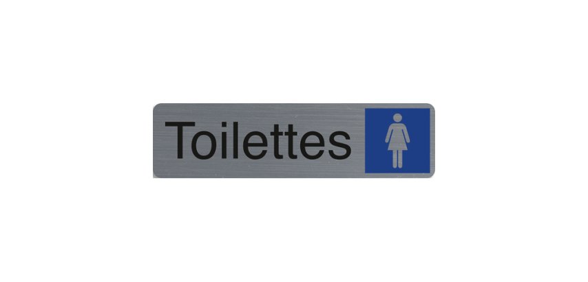 Plaque adhesive exacompta toilettes dame imitation      aluminium 16,5x4,4cm