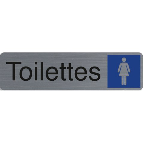 Plaque adhésive imitation aluminium Toilettes dame 16,5X4,4 cm 67163E