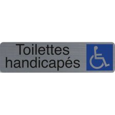 Plaque adhésive imitation aluminium Toilettes handicapés 16,5X4,4 cm 67164E