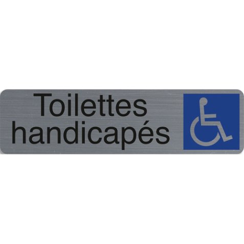 Plaque adhésive imitation aluminium Toilettes handicapés 16,5X4,4 cm 67164E