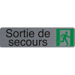 Plaque adhésive imitation aluminium Sortie de secours 16,5X4,4 cm 67172E