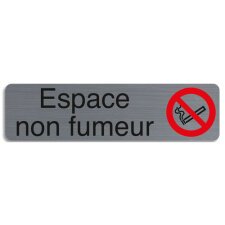 Plaque adhésive imitation aluminium Espace non fumeurs 16,5X4,4 cm 67174E