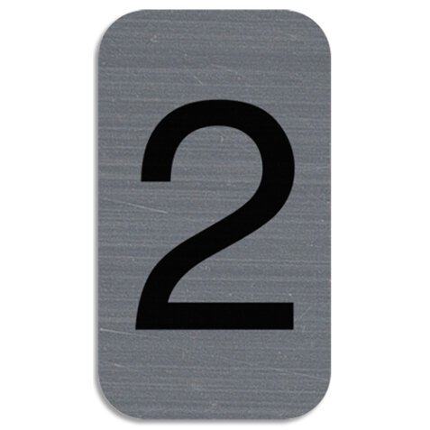 Plaque adhésive imitation Aluminium Chiffre 2 2,5x4,4 cm 67182E