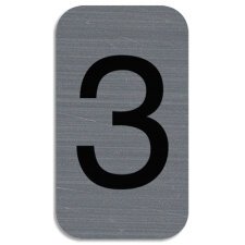 Plaque adhésive imitation Aluminium Chiffre 3 2,5x4,4 cm 67183E