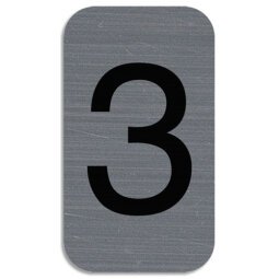 Plaque adhésive imitation Aluminium Chiffre 3 2,5x4,4 cm 67183E