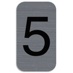 Plaque adhésive imitation Aluminium Chiffre 5 2,5x4,4 cm 67185E