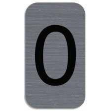 Plaque adhésive imitation Aluminium Chiffre 0 2,5x4,4 cm 67190E