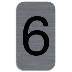 Plaque adhésive imitation Aluminium Chiffre 6 2,5x4,4 cm 67186E