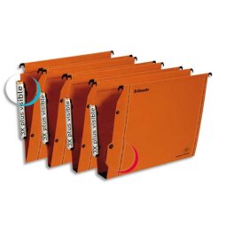 Boîte de 25 dossiers suspendus LMG ARMOIRE en kraft 240g. Fond 30, bouton-pression. Orange