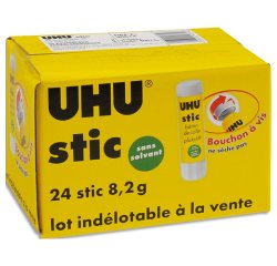 Colle blanche uhu stic 8,2 g sans solvant lavable a l eau 24 unites