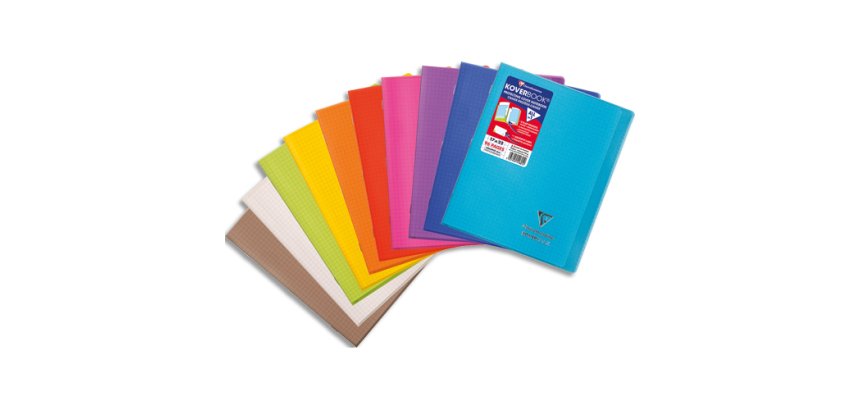 Cahier piqué Koverbook 17x22 cm 96 pages petits carreaux couverture polypropylène opaque 100% recyclé
