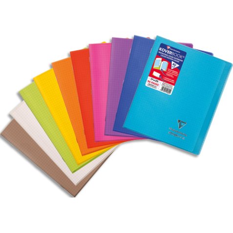 Cahier piqué Koverbook 17x22 cm 96 pages petits carreaux couverture polypropylène opaque 100% recyclé