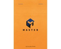 Bloc de bureau Master agrafé en-tête A6 100 feuilles petits carreaux 70 g - Orange
