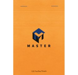 Bloc de bureau Master agrafé en-tête A6 100 feuilles petits carreaux 70 g - Orange