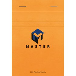 Bloc de bureau Master agrafé en-tête A6 100 feuilles petits carreaux 70 g - Orange