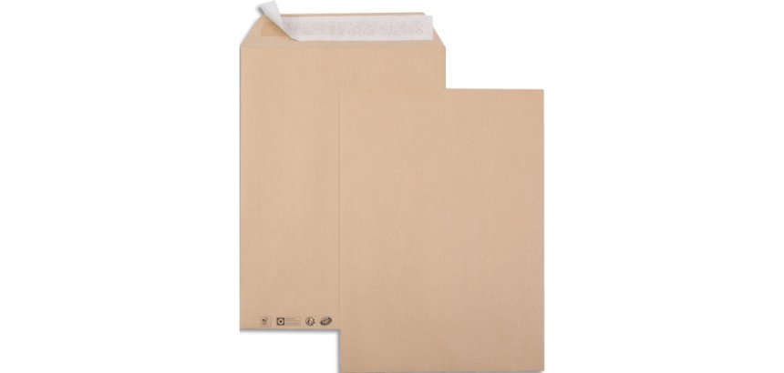 Pochette gpv kraft brun 90g silencieux auto-adhésive 260x330mm sachet 50 unités