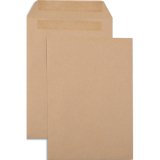 Boîte de 500 pochettes kraft brun 90g B5 176x250mm autocollantes