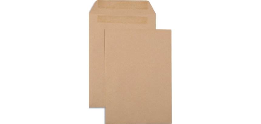 Pochette gpv kraft brun recycle 90g b5 176x250mm      autocollante boite 500 unites