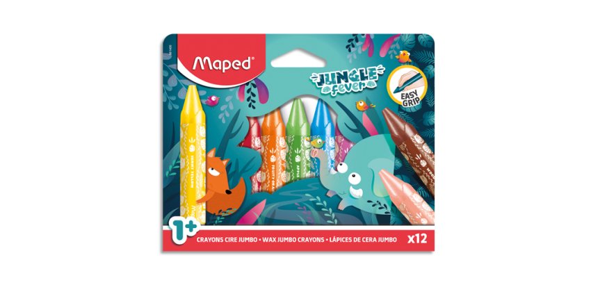 Crayon cire JUNGLE fever JUMBO, étui en carton de 12