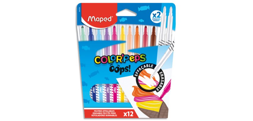 Feutre effaçable COLOR'PEPS OOPS, étui carton de 12