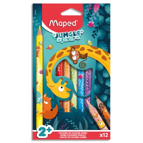 Crayon de couleur JUNGLE fever JUMBO, étui de 12