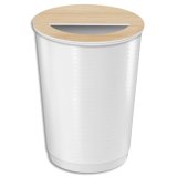 Corbeille 940 Blanc/Hêtre 40 litres et couvercle amovible déco. Idéal collecte des serviettes papier.