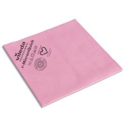 Lavette rouge microfibre non-tissée fabriquée avec 70% de polyester recyclé. 40 x 38 cm