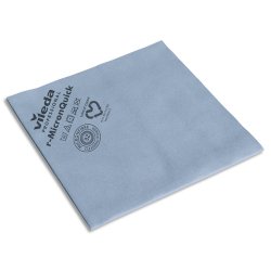 Lavette bleue microfibre non-tissée fabriquée avec 70% de polyester recyclé. 40 x 38 cm.