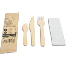 Sachet de 100 Kits couverts bois 4/1 - certifié FSC