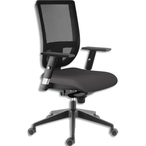 Fauteuil résille tissu gris. Dossier réglable. Mécanisme synchrone. Accotoirs réglables en option.