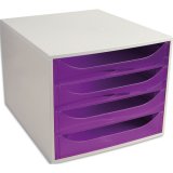 ECOBOX 4 tiroirs - Gris/violet transparent