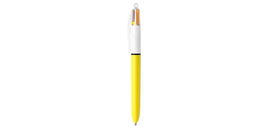 Stylo-bille bic 4 colours sun pointe moyenne 1mm couleurs fun violet/rose/jaune fluo/orange