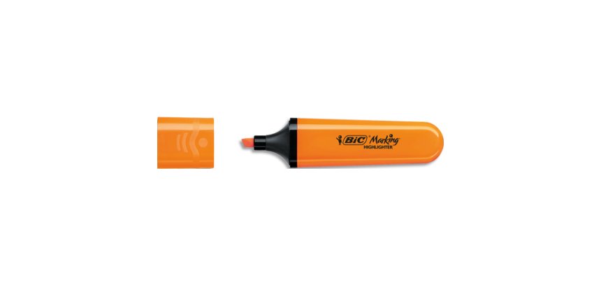 Surligneur bic tank marking highlighter sechage rapide    pointe biseautee coloris      orange