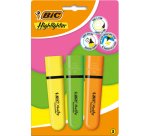 Surligneur bic tank marking highlighter sechage rapide    pointe biseautee coloris      assortis set 3 unites