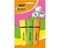 Surligneur bic tank marking highlighter sechage rapide    pointe biseautee coloris      assortis set 3 unites