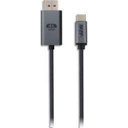 Câble displayport 1.2 / USB-C, 4K, mâle / mâle, nylon, gris, 2m