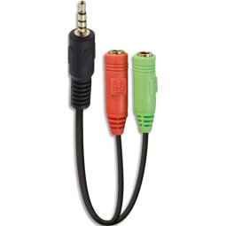 Adaptateur jack 3.5 / micro + casque, stéréo, mâle / femelle, noir, 14cm