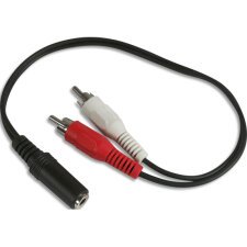 Adaptateur jack 3.5 / 2 RCA, stéréo, femelle / mâle, noir, 15cm