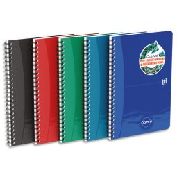 Cahier polypropylène spirale OCEANIS 21x29,7cm A4 180 pages 5x5. Coloris assortis