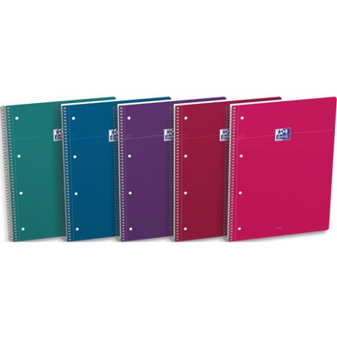 Cahier carte spirale SMART 23x29,7cm A4+ 160 pages 4 trous seyes. Coloris vif assortis