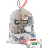 Boîte de 90 sacs à lien coulissant recyclé type 130L ultra résistant coloris translucide