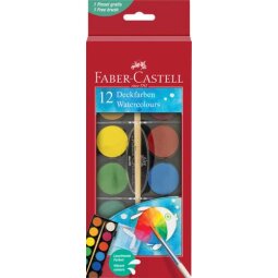 Boîte de 12 pastilles de peinture gouaches + 1 pinceau